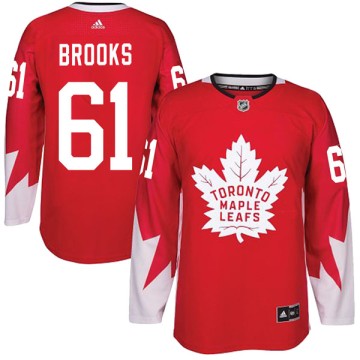 Authentic Adidas Men's Adam Brooks Toronto Maple Leafs Alternate Jersey - Red