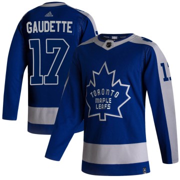 Authentic Adidas Men's Adam Gaudette Toronto Maple Leafs 2020/21 Reverse Retro Jersey - Blue