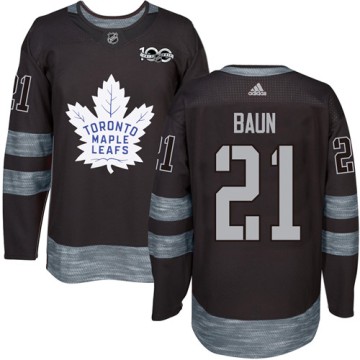 Authentic Adidas Men's Bobby Baun Toronto Maple Leafs 1917-2017 100th Anniversary Jersey - Black