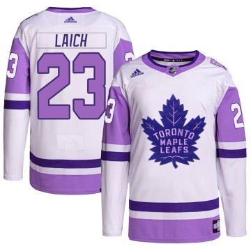 Authentic Adidas Men's Brooks Laich Toronto Maple Leafs Hockey Fights Cancer Primegreen Jersey - White/Purple