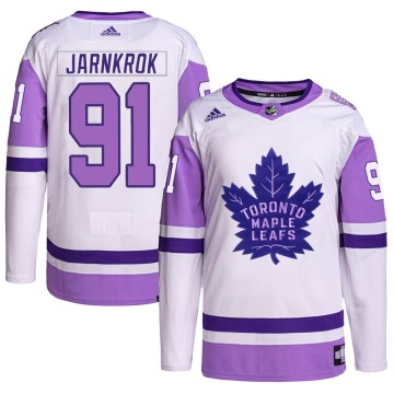Authentic Adidas Men's Calle Jarnkrok Toronto Maple Leafs Hockey Fights Cancer Primegreen Jersey - White/Purple
