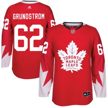 Authentic Adidas Men's Carl Grundstrom Toronto Maple Leafs Alternate Jersey - Red