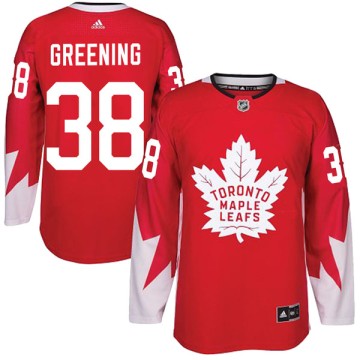Authentic Adidas Men's Colin Greening Toronto Maple Leafs Red Alternate Jersey - Green