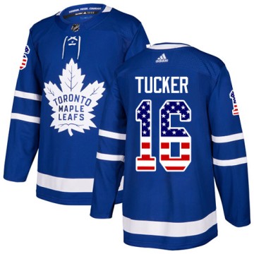 Authentic Adidas Men's Darcy Tucker Toronto Maple Leafs USA Flag Fashion Jersey - Royal Blue