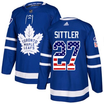 Authentic Adidas Men's Darryl Sittler Toronto Maple Leafs USA Flag Fashion Jersey - Royal Blue