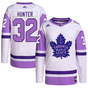 Authentic Adidas Men's Dylan Hunter Toronto Maple Leafs Hockey Fights Cancer Primegreen Jersey - White/Purple