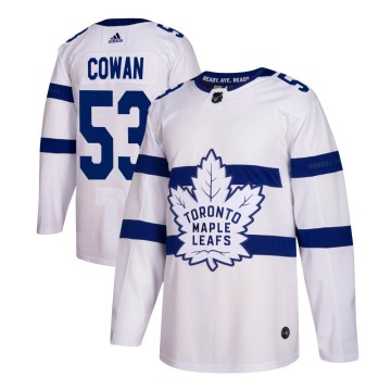 Authentic Adidas Men's Easton Cowan Toronto Maple Leafs 2018 Stadium Series Jersey - White