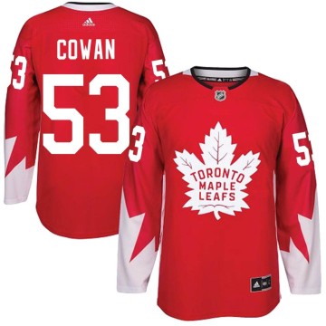 Authentic Adidas Men's Easton Cowan Toronto Maple Leafs Alternate Jersey - Red