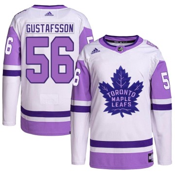 Authentic Adidas Men's Erik Gustafsson Toronto Maple Leafs Hockey Fights Cancer Primegreen Jersey - White/Purple