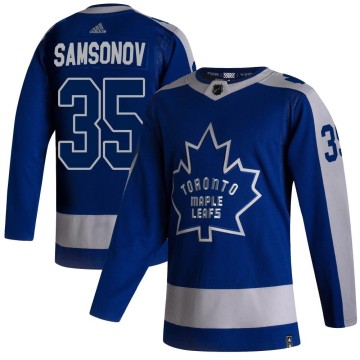 Authentic Adidas Men's Ilya Samsonov Toronto Maple Leafs 2020/21 Reverse Retro Jersey - Blue