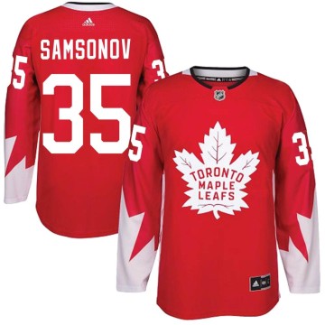 Authentic Adidas Men's Ilya Samsonov Toronto Maple Leafs Alternate Jersey - Red