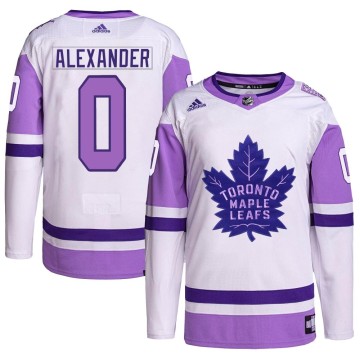 Authentic Adidas Men's Jett Alexander Toronto Maple Leafs Hockey Fights Cancer Primegreen Jersey - White/Purple