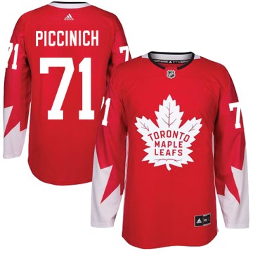 Authentic Adidas Men's J.J. Piccinich Toronto Maple Leafs Alternate Jersey - Red