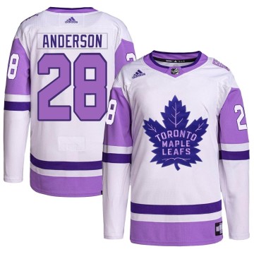 Authentic Adidas Men's Joey Anderson Toronto Maple Leafs Hockey Fights Cancer Primegreen Jersey - White/Purple