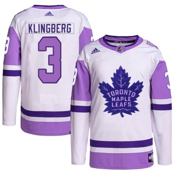 Authentic Adidas Men's John Klingberg Toronto Maple Leafs Hockey Fights Cancer Primegreen Jersey - White/Purple