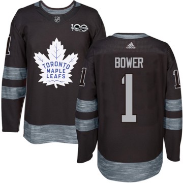 Authentic Adidas Men's Johnny Bower Toronto Maple Leafs 1917-2017 100th Anniversary Jersey - Black