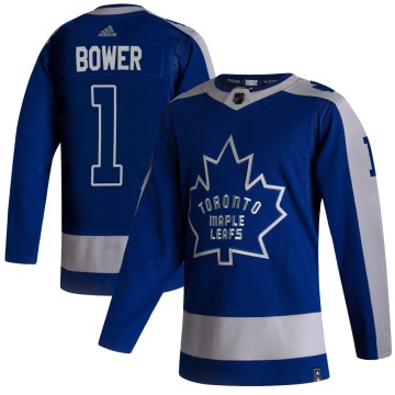 Authentic Adidas Men's Johnny Bower Toronto Maple Leafs 2020/21 Reverse Retro Jersey - Blue