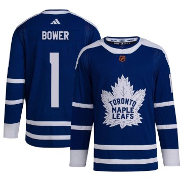 Authentic Adidas Men's Johnny Bower Toronto Maple Leafs Reverse Retro 2.0 Jersey - Royal
