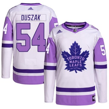 Authentic Adidas Men's Joseph Duszak Toronto Maple Leafs Hockey Fights Cancer Primegreen Jersey - White/Purple