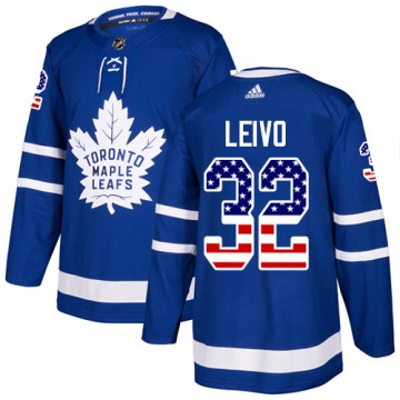 Authentic Adidas Men's Josh Leivo Toronto Maple Leafs USA Flag Fashion Jersey - Royal Blue