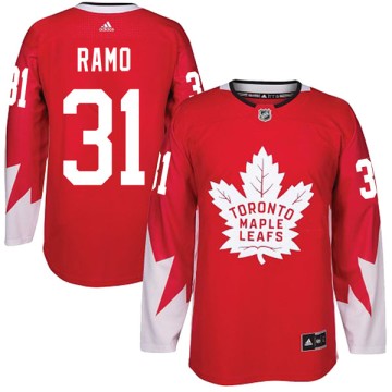 Authentic Adidas Men's Karri Ramo Toronto Maple Leafs Alternate Jersey - Red