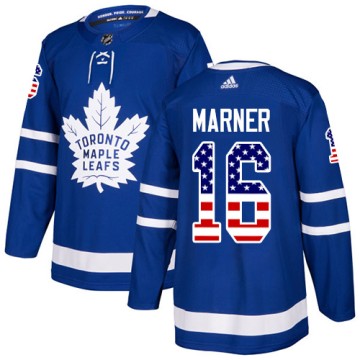Authentic Adidas Men's Mitchell Marner Toronto Maple Leafs USA Flag Fashion Jersey - Royal Blue