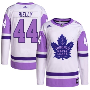 Authentic Adidas Men's Morgan Rielly Toronto Maple Leafs Hockey Fights Cancer Primegreen Jersey - White/Purple