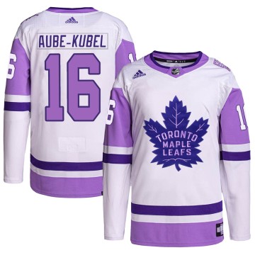 Authentic Adidas Men's Nicolas Aube-Kubel Toronto Maple Leafs Hockey Fights Cancer Primegreen Jersey - White/Purple
