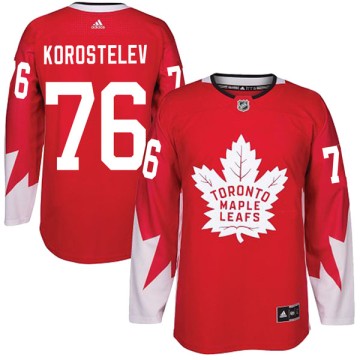 Authentic Adidas Men's Nikita Korostelev Toronto Maple Leafs Alternate Jersey - Red