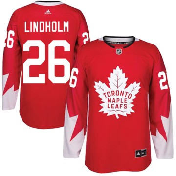 Authentic Adidas Men's Par Lindholm Toronto Maple Leafs Alternate Jersey - Red
