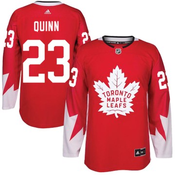 Authentic Adidas Men's Pat Quinn Toronto Maple Leafs Alternate Jersey - Red