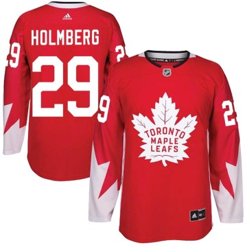 Authentic Adidas Men's Pontus Holmberg Toronto Maple Leafs Alternate Jersey - Red