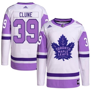 Authentic Adidas Men's Rich Clune Toronto Maple Leafs Hockey Fights Cancer Primegreen Jersey - White/Purple