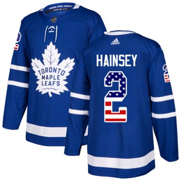 Authentic Adidas Men's Ron Hainsey Toronto Maple Leafs USA Flag Fashion Jersey - Royal Blue