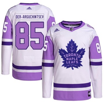 Authentic Adidas Men's Semyon Der-Arguchintsev Toronto Maple Leafs Hockey Fights Cancer Primegreen Jersey - White/Purple