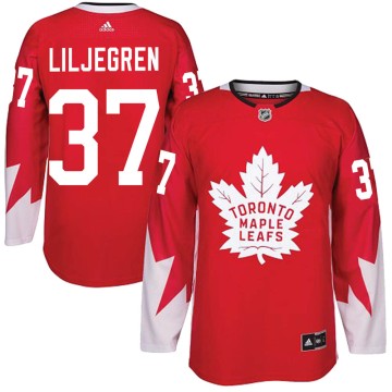 Authentic Adidas Men's Timothy Liljegren Toronto Maple Leafs Alternate Jersey - Red