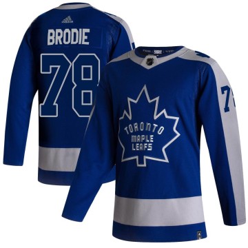 Authentic Adidas Men's TJ Brodie Toronto Maple Leafs 2020/21 Reverse Retro Jersey - Blue