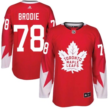 Authentic Adidas Men's T.J. Brodie Toronto Maple Leafs Alternate Jersey - Red