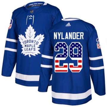 Authentic Adidas Men's William Nylander Toronto Maple Leafs USA Flag Fashion Jersey - Royal Blue