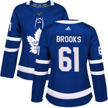 Authentic Adidas Women's Adam Brooks Toronto Maple Leafs Home Jersey - Blue