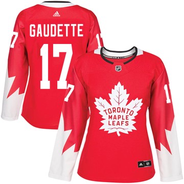 Authentic Adidas Women's Adam Gaudette Toronto Maple Leafs Alternate Jersey - Red
