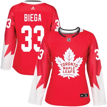 Authentic Adidas Women's Alex Biega Toronto Maple Leafs Alternate Jersey - Red