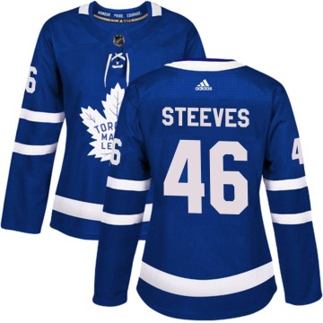 Authentic Adidas Women's Alex Steeves Toronto Maple Leafs Home Jersey - Blue
