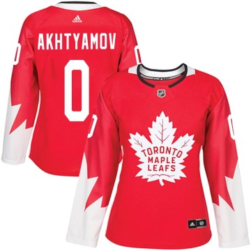 Authentic Adidas Women's Artur Akhtyamov Toronto Maple Leafs Alternate Jersey - Red