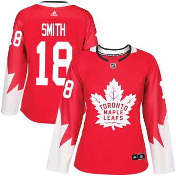 Authentic Adidas Women's Ben Smith Toronto Maple Leafs Alternate Jersey - Red