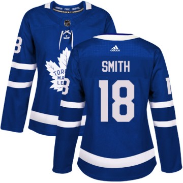 Authentic Adidas Women's Ben Smith Toronto Maple Leafs Home Jersey - Royal Blue