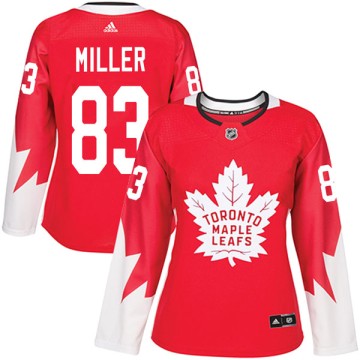 Authentic Adidas Women's Brenden Miller Toronto Maple Leafs Alternate Jersey - Red