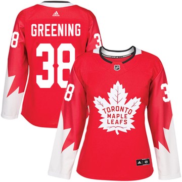 Authentic Adidas Women's Colin Greening Toronto Maple Leafs Red Alternate Jersey - Green