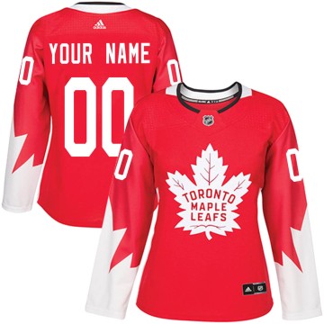 Authentic Adidas Women's Custom Toronto Maple Leafs Custom Alternate Jersey - Red