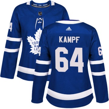 Authentic Adidas Women's David Kampf Toronto Maple Leafs Home Jersey - Blue